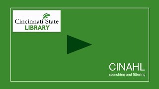 CINAHL: Searching and Filtering