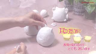 福を呼ぶ招き猫：手作り動画②　紙粘土で作れます。