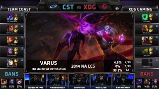 Coast vs XDG | 2014 NA LCS Spring split S4 W10D1 G3 | CST vs XDG Week 10 Day 1 full game HD