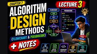 Class 9 Computer Chapter 7 | Algorithm Design Methods (Flowchart & Pseudocode) Lecture 3 + Notes