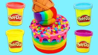 How to Make Rainbow Play Doh Ice Cream Sprinkle Cake | Fun & Easy DIY Play Dough Art!