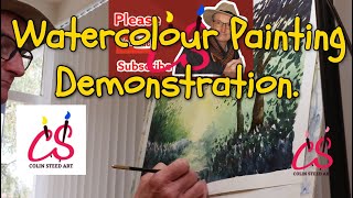 colinsteedart.  Watercolour Tutorial/demonstration. Painting trees in landscape.