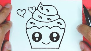 HOW TO DRAW CUTE CUPCAKE, THINGS TO DRAW