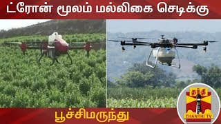 ட்ரோன் மூலம் மல்லிகை செடிக்கு பூச்சிமருந்து - விவசாயிகள் மகிழ்ச்சி | Jasmine | Drone