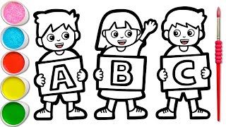 How to draw Student Holding abc for kids | Easy Kids, abc drawing,coloring,painting | Satisfying art