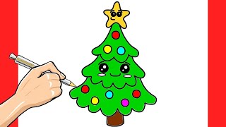 Drawing a Beautiful Christmas Tree | Christmas Tree Coloring | Easy Drawing Step By Step for Kids