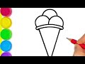 How to Draw ICE cream 🍦 Cone | How to draw Icecream | Icecream Drawing