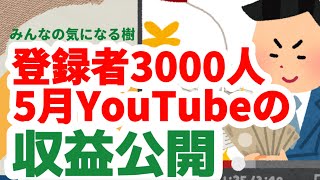 【雑談】最高額！Youtube5月の収益公開。登録者3000人の広告収入がこれだ。