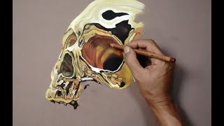 How to Draw GOLDEN SKULL With Soft Pastel Pencils