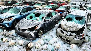 Baseball-Sized Hail Strikes Springfield, Missouri !⚾ Giant Hail Shatters Cars | Massive Destruction