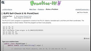 Java Practice It | Self-Check 8.16 PointClient | classes, object, points
