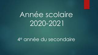 Capsule d'informations - parents des élèves de 4e secondaire - septembre 2020