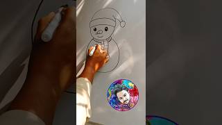 snowman drawing for beginners | easy drawing for children ☃️☃️🎄🎄🎅🎅🎨🎨 #shorts #youtubeshorts #drawing