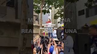 Maria Corina Machado reaparece en una protesta en Caracas