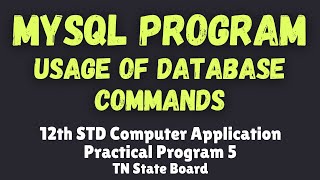 MySQL Program (Usage of Database Commands) | Practical Program 5 | XII STD Computer Application