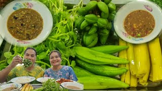 กินข้าวกับอะไร! กินข้าวกับน้ำพริกปลาทู น้ำพริกกะปิ ผักตำหยาน สลิด ผัดลืมผัว| รัชนี กินแซ่บ asmr