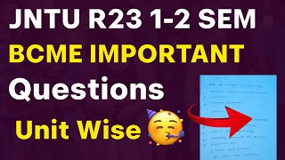 jntu r23 1-1 sem bcme important questions unit wise || basic civil and mechanics important questions