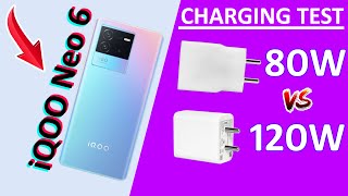 iQOO Neo 6 5G Battery Charging \u0026 Drain Test with 80W and 120W Power Adapters  | UNBOXING |  HINDI 🔥🔥