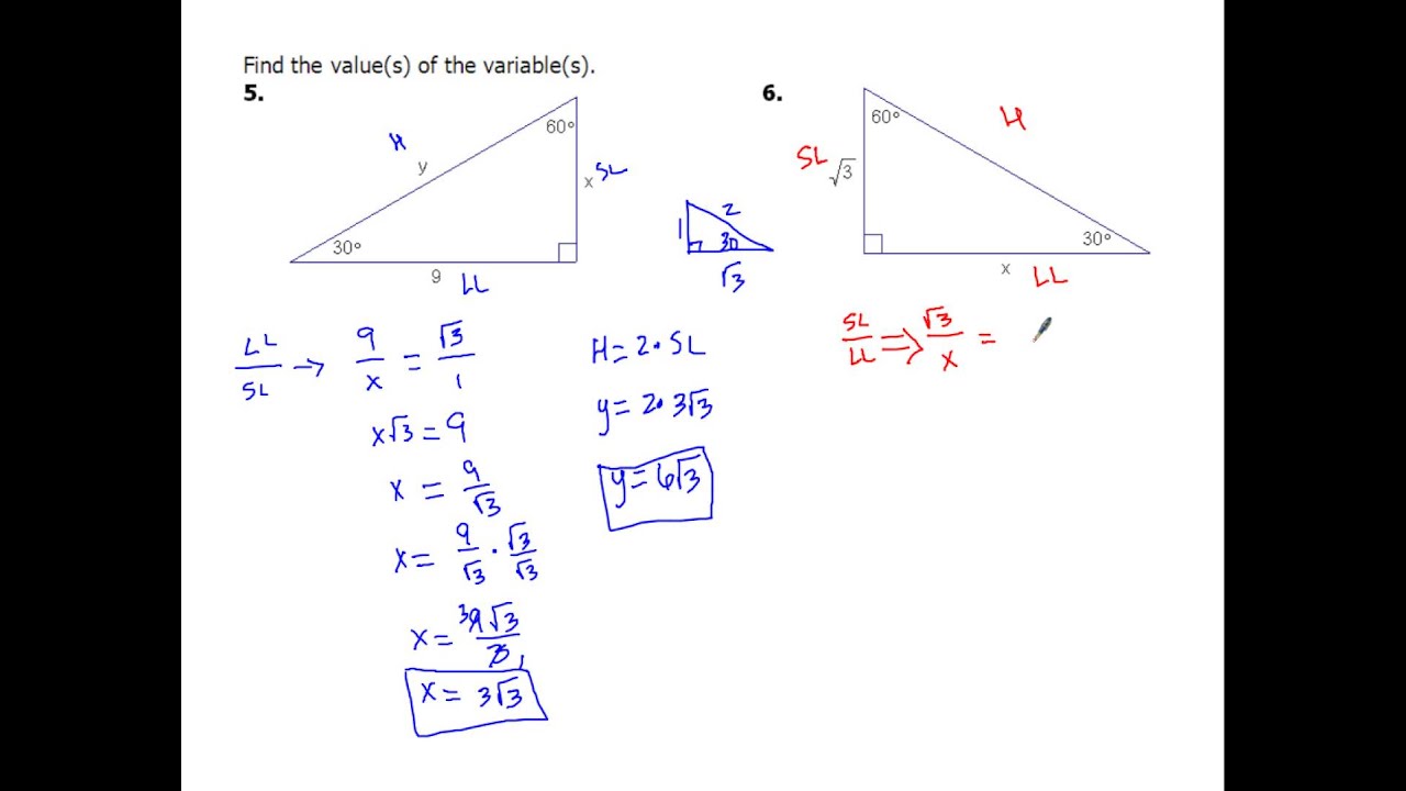 7-4d Solving 30-60-90 Special Right Triangles - YouTube