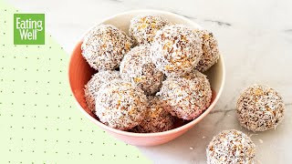 100-Calorie Salted Caramel \u0026 Coconut Energy Balls | Prep School | EatingWell