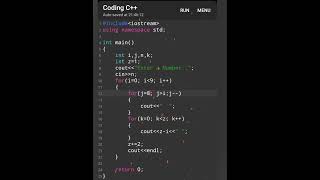 pattern tutorial video ll C++ programming language ll ๐ฏ๐ฏ#coding #language #short #language