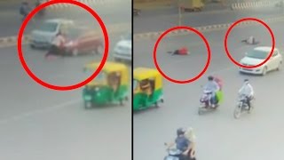 Ahmedabad highway accident caught on CCTV, elderly woman killed by speeding car | Oneindia News