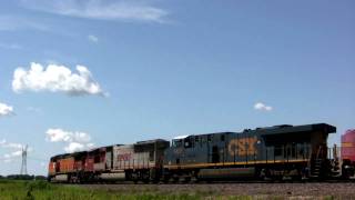 BNSF 5297 on the Barstow sub at Denrock, Illinois on 7-29-09 (With a colorful consist.)