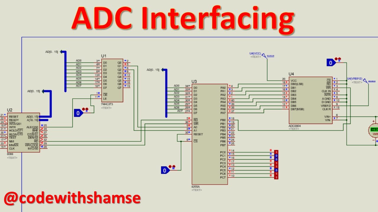 8 Analog To Digital Conversion Using 8086 And Adc0804 8086