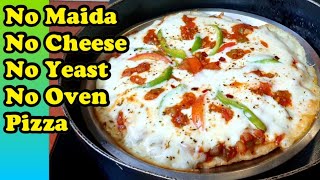 Pizza Without Cheese | No Yeast, No Maida veg pizza in Kadhai Recipe | Cook with Monika