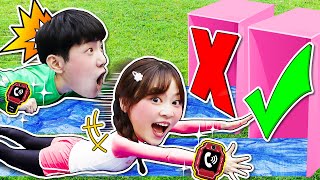 挑戰滑水道！用電話手錶記錄歡樂時光！Water Slide Into Right Box! 小伶玩具 | Xiaoling toy