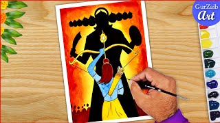 Dussehra scene Drawing || Indian festival Vijayadashami painting - step by step