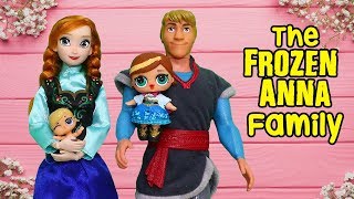 Sniffycat Barbie Families ! The FROZEN ANNA Doll Family & the New Baby | Toys and Dolls for Kids
