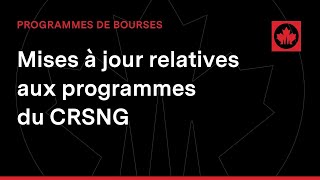 Mises à jour relatives aux programmes du CRSNG