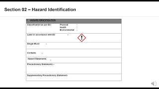 SDS ,Section 2 Hazard Identification