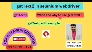 getText in selenium webdriver with example | get Text command - Selenium WebDirver | getText method