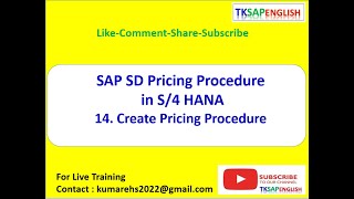 SAP SD Pricing Procedure (Create Pricing Procedure)