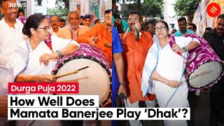 West Bengal: CM Mamata Banerjee Inaugurates Kolkata Puja, Tries Hand On ‘Dhak’