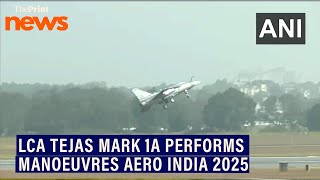 LCA Tejas Mark 1A performs manoeuvres during Aero India 2025 in Bengaluru