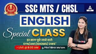 SSC MTS English Synonyms/ Antonyms/ Idioms/ OWS | English by Pratibha Singh