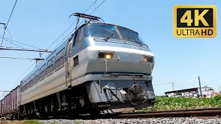 [4K] JR貨物 鉄橋を渡る EF66 132 85レ（１） High Power Electric Locomotive in Japan