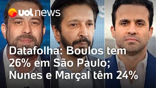 Datafolha: Boulos tem 26%; Marçal mantém curva ascendente e iguala Nunes com 24%