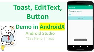 Toast EditText Button Demo for Beginner | AndroidX | Android Studio