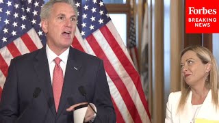 JUST IN: Speaker McCarthy Holds Press Briefing With Italian Prime Minister Giorgia Meloni