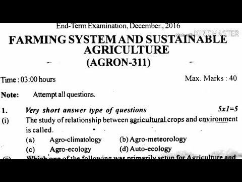 B.SC Agriculture Students Previous Paper Of Farming System And ...