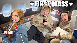 TEEN TWINS (first class) 14 hour flight ACROSS THE WORLD *13th birthday SURPRISE*