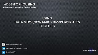 Dataverse+D365+PowerApps - #D365ForHousing
