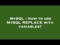 MySQL : How to use MySQL REPLACE with variables?