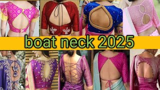 boat neck blouse designs/ boat neck designs 🤩 / blouse boat neck designs front and back