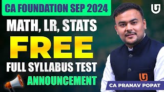 CA Foundation Sep 24 QA ( Math ) | Maths LR Stats Free Quiz | Full Syllabus | CA Pranav Popat