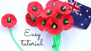 POPPY FLOWER CRAFT (Easy tutorial) ANZAC DAY & REMEMBRANCE DAY
